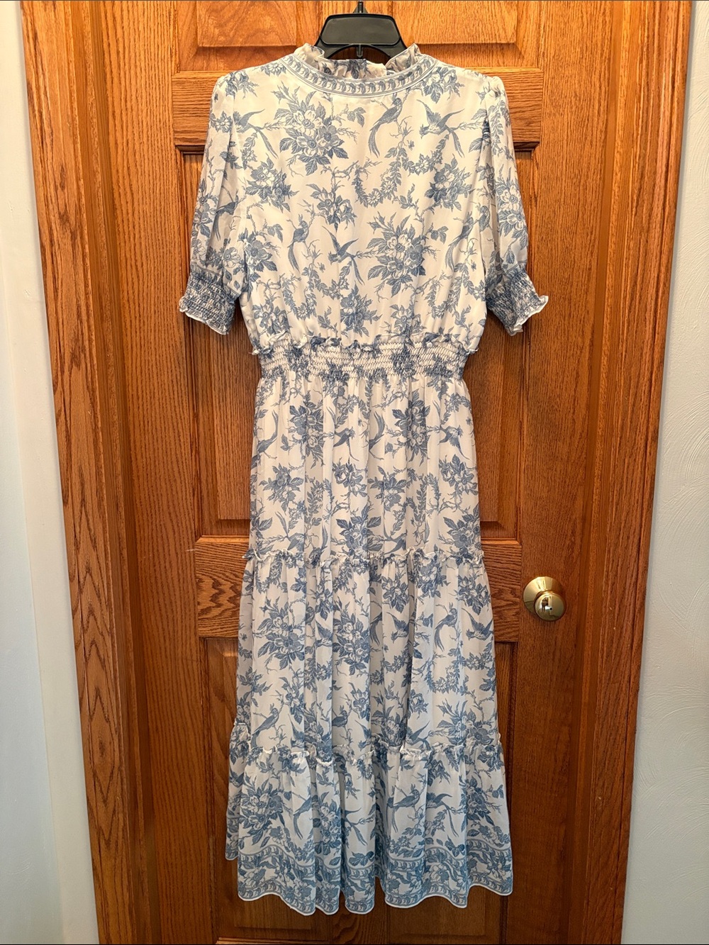 Max Studio White Maxi Dress with Blue Floral Print - Picture 3 of 6